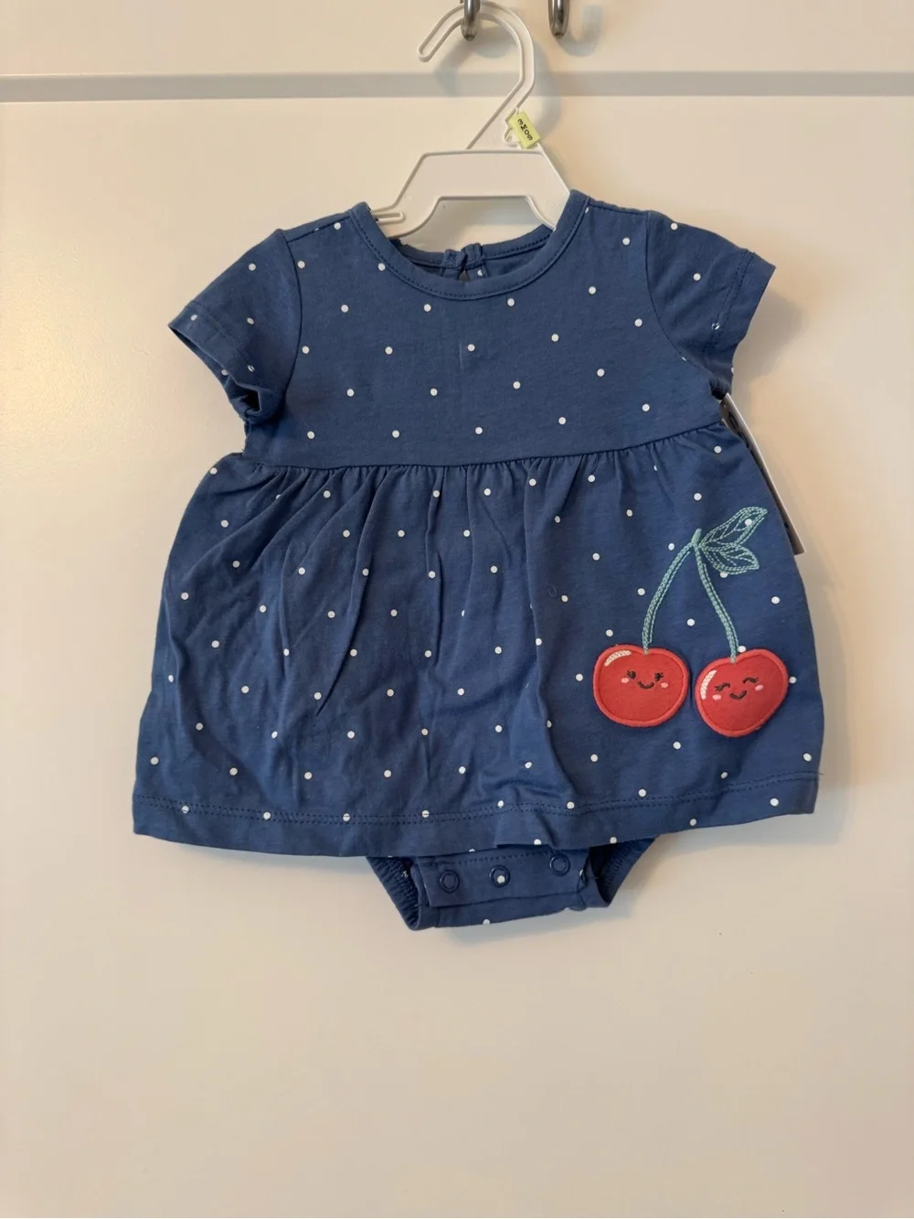 Carter's Navy Polka Dot Cherry Romper
